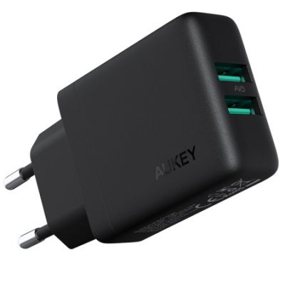 СЗУ Aukey Dual-Port Wall Charger 24W Black