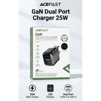Acefast Fast dual port charger USB-C & UCB-C 25w