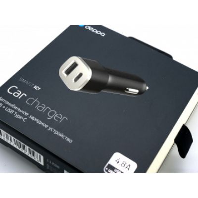 АЗУ USB + USB Tupe-C Car Charger 4.8 A DEPPA