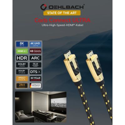 HDMI-кабель Oehlbach STATE OF THE ART XXL Carb Connect Ultra HDMI, 3,2m, gold, D1C11444