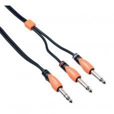 Межблочный кабель Bespeco SLYS2J300, jack stereo 6.3 - 2xjack mono 6.3, 3м