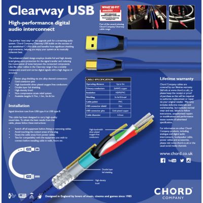 Кабель Chord Company Clearway USB 1.5m