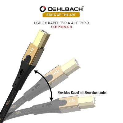 USB кабель Oehlbach Primus B, TypeA-TypeB, 0.50m (9540)